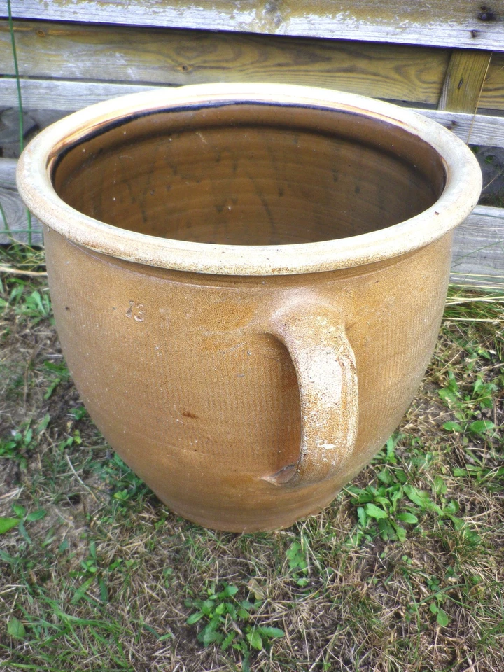 Tontopf Steinguttopf Steintopf hellbraun ca. 10 Liter mit zwei Henkel ri697 - Bild 2 von 4