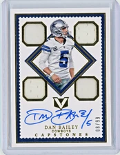 GAME USED WORN #ed /99 Dan Bailey 2017 Vertex SP On-Card Auto Jersey Patch CP-DB