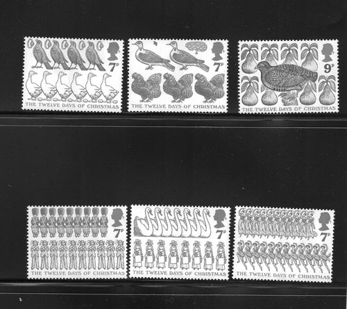GREAT BRITAIN #821-826 1977 TWELVE DAYS OF CHRISTMAS MINT VF NH O.G