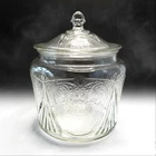💠 Hazel Atlas Royal Lace Clear Depression Glass Cookie Biscuit Jar w/Lid 1930s