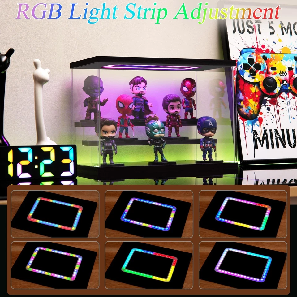 Clear Acrylic Display Case with Light , 5 Tier Multiple Color Lights Display ... - Image 3 of 4