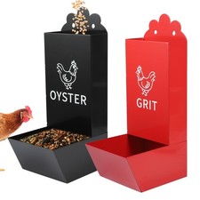 2 Pack Metal Chicken Feeder, Oyster Shell and Grit Feeder Hanging/Ground Chic...