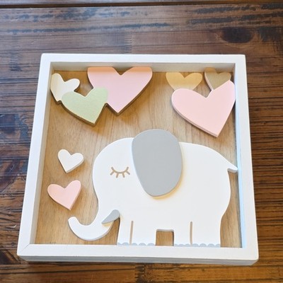 Hobby Lobby Elephant & Hearts Nursery Wall Hanging Decor HL416470