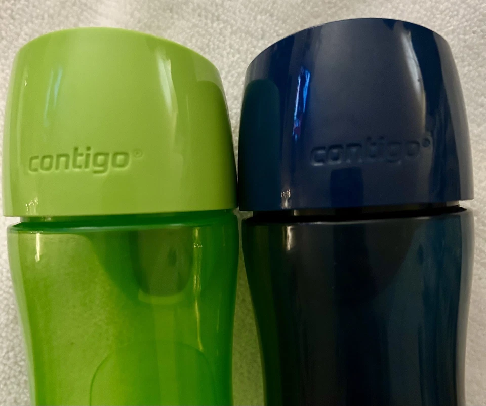 Contigo 14 oz. ea. Paquete de 2 botellas de agua de sello automático para niños Trekker verde y azul ¡NUEVAS SIN ETIQUETAS! Foto 3 de 4