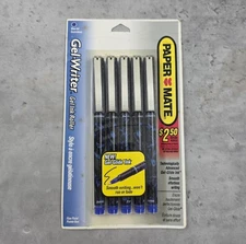 Vintage 1995 Paper Mate Gel Writer Pens BLUE Ink Fine Point 5pk NOS Sealed 