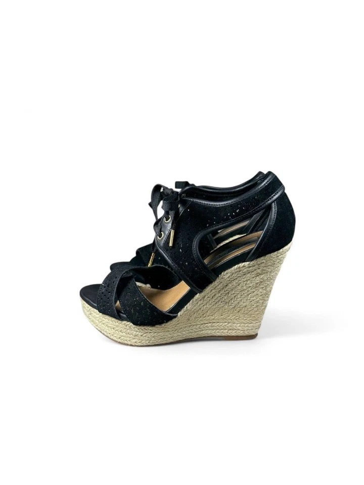 Naughty Monkey Women’s Black Braided Wedge Sandals Distinctive Size 6 - Image 3 of 4