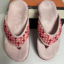Vionic Rare Thong Slipper Sandal Recovery Orthotic Pink Polka Dot Womens 5