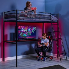 Image of XROCKER HQ HIGH SLEEPER GAMING BED WITH DESK - BLACK