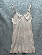 Vintage Olga 60  s Woman  s Short Slip Dress Small 34  Beige Nylon Read: