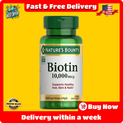 Nature's Bounty Biotin, Supports Healthy Hair, Skin and Nails 10,000 mcg 120 Ct