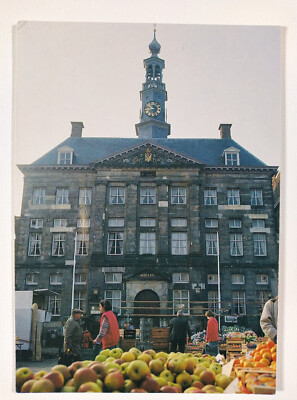 Dutch Netherlands Postcard, Stadhuis op de Markt, Maastricht, street vintage 80s