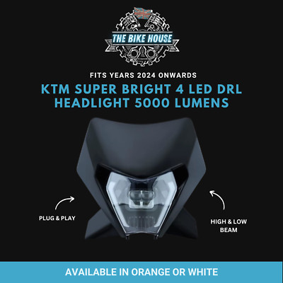 KTM 2024 + #3 LED DRL Noir Phare Super Brillant 5000 Lumens Tpi Sauf Léger
