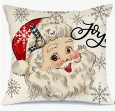 Santa Claus Whimsical Vintage Christmas Throw Pillow Cover Holiday Home Decor