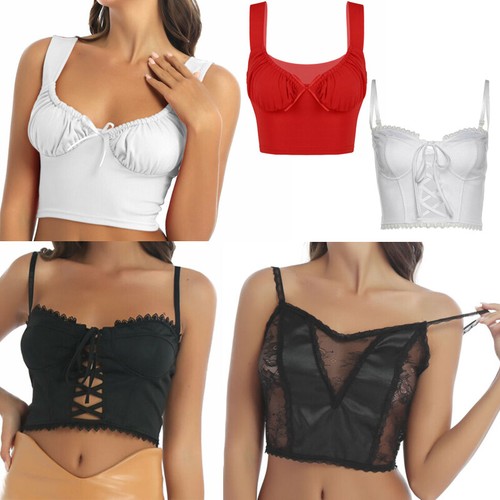 Sexy kurzes ärmelloses Damen-T-Shirt Trägertop Schleife Camisole - Bild 1 von 60