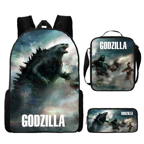 Mochila 3D Godzilla vs Kong Bolsa de libros escolares Mochila Bolsa de almuerzo Estuche para lápices Regalo - Imagen 15 de 50