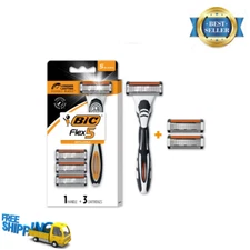 BIC Flex 5 Blade Refillable Razors, Men's, 5-Blade, 1 Handle and 3 Cartridges