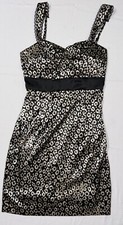 GUESS Women's Satin Like Black Print  Adjustable Strap Dress Size 5