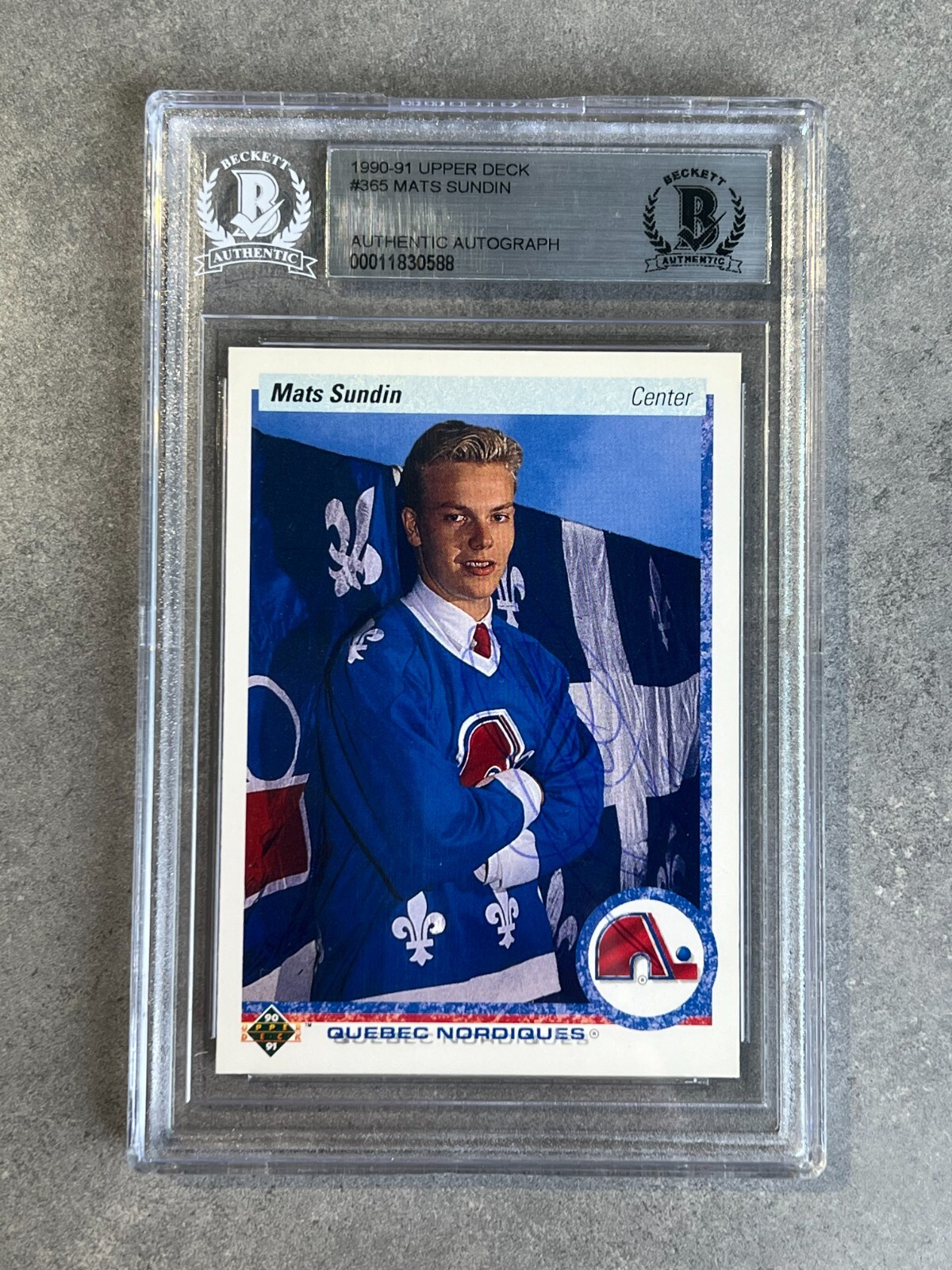 UPPER DECK HOCKEY 199091 365 MATS SUNDIN ROOKIE AUTOGRAPHED BECKETT