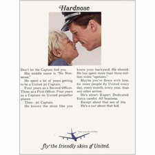 1966 United Airlines: Hardnose Don't Let the Captain Fool You Vintage Print Ad