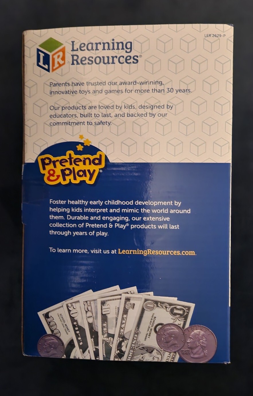 как выглядит Learning Resources Pretend Play Calculator Cash Register Pink 73 Pieces New 3 фото