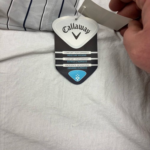 Callaway Mens Polo Shirt Grey Striped Short Sleeves XL NWT - 第 4/12 張圖片