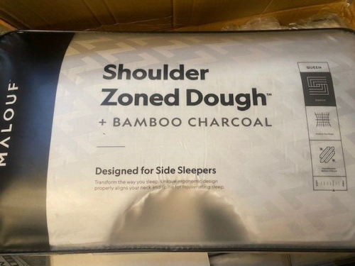 MALOUF Z Shoulder Zoned Dough Memory Foam Pillow, Bamboo Charcoal Infused, QUEEN - Picture 1 of 1
