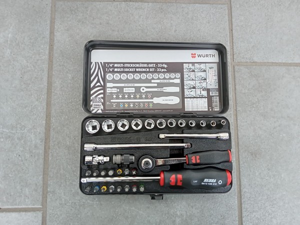 WÜRth 33-Tlg. Zebra Knarrenkasten 1/4 Zoll Multist.-Sortiment Neu!!!!!!!!!!!!!!!-image