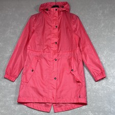 Joules Waterproof Rain Coat Jacket Us 4 Uk 8 Pink Hooded Pockets Buttons