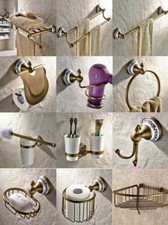 Antique Brass Wall Mount Bathroom Accessories Set Bath Hardware Towel Bar Zx004