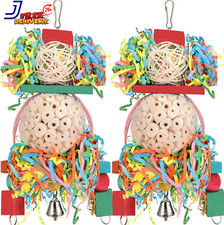 Bird Toys 2Pcs Conure Hanging Natural Soft Sola Ball Beak Chew Shred Forage Toys