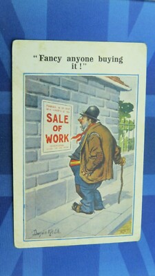 Vintage Donald McGill Comic Postkarte 1920er ARBEITSVERKAUF Poster Tramp