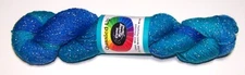4 oz Done Roving GUSSIED UP Hand Painted dk Yarn BLUE DAZZLED w METALLIC
