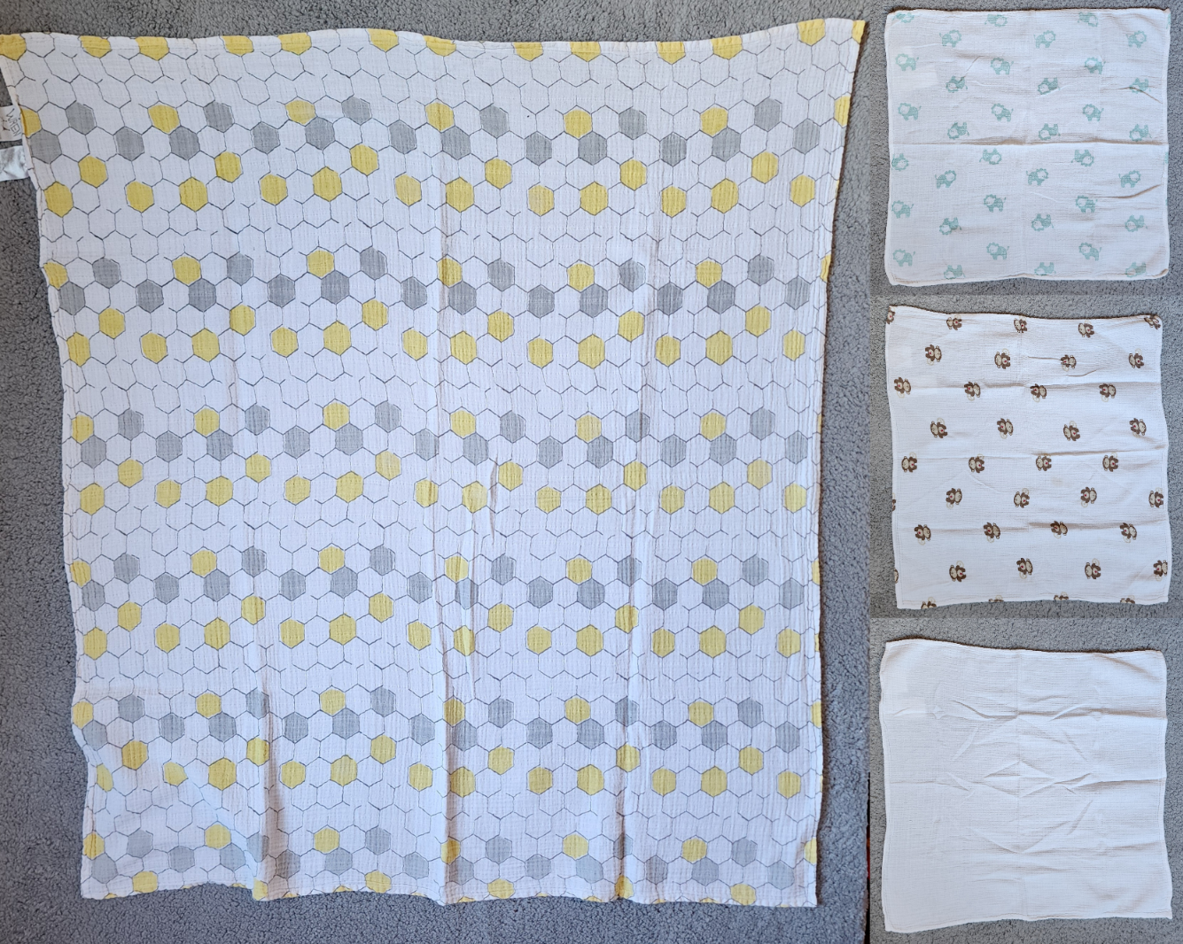 Aden + Anais Muslin Baby Blanket Lot of 4 - 1 Large 45x41 & 3 Swaddle 22x21-image