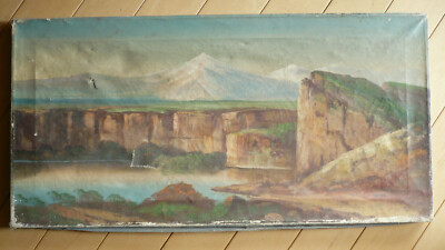 William E. Shepard, LISTED Nebraska Artist, Vintage Oil LANDSCAPE MOUNTAINS