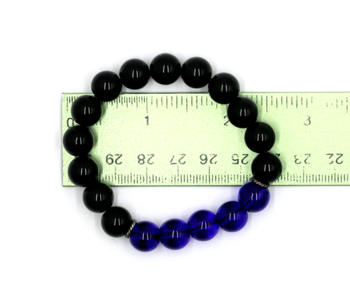 NEW Matching bracelet set Black & Blue Glass bead stretch cord Sandy Ash designs - Picture 11 of 12