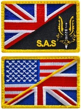 SAS British UK Union Jack Flag Morale Patch 2PC HOOK BACKING 3"x2"