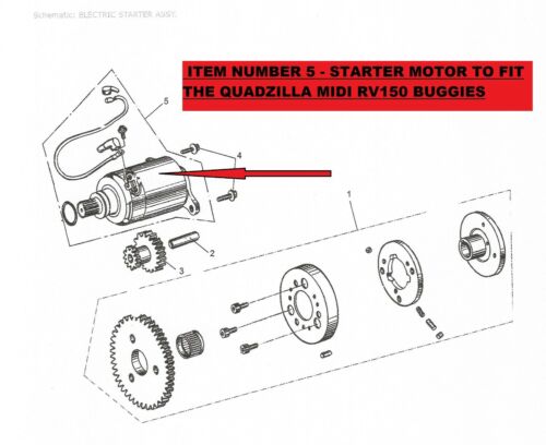 STARTER MOTOR TO FIT THE QUADZILLA MIDI RV150 BUGGY MKI & MKII GO-KART QUAD ATV  - Afbeelding 1 van 3