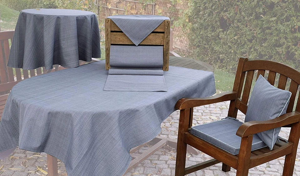 Outdoor Tischdecke Garten Tischtuch meliert ca. 145 cm rund witterungsbeständig - Bild 2 von 2