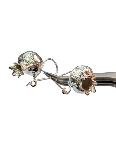 Pomegranate Silver Earrings Jewellery Unhallmarked 925 (Not Stamped) - Picture 9 of 12