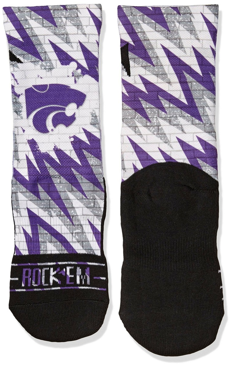 NCAA Kansas State Wildcats Custom Athletic Crew Socks, Small