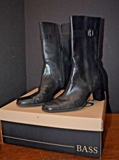 Women's BASS Ingrid Leather Boots 6.5 M Black 10 5/8" NM