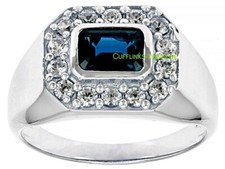 Natural London Blue topaz CZ Gemstones 925 sterling Silver Ring For Men's 4843