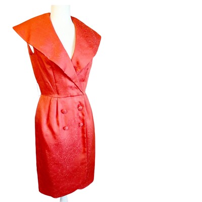 Vintage Morton Myles Coral Silk Floral Brocade Oversized Collar Cocktail Dress 6 | eBay Vintage Morton Myles Coral Silk Floral Brocade Oversized Collar Cocktail Dress 6 | eBay