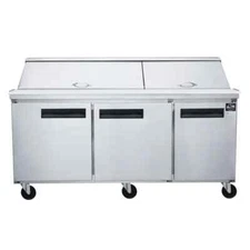 New Commercial 72" Mega Top 3 Door Food Prep Table