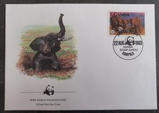 1983 Uganda World Wildlife Fund FDC 5Sh Stamp cd Kampala