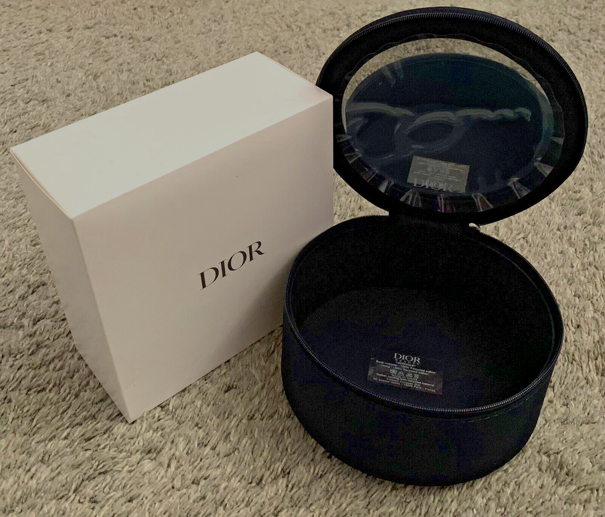 Christian Dior Vanity Pouch Makeup Case w/ Mirror inside NAVY BLUE