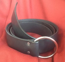 1.75" Black Leather Medieval Ring Belt 12 Sizes SCA Cosplay LARP Pirate Faire
