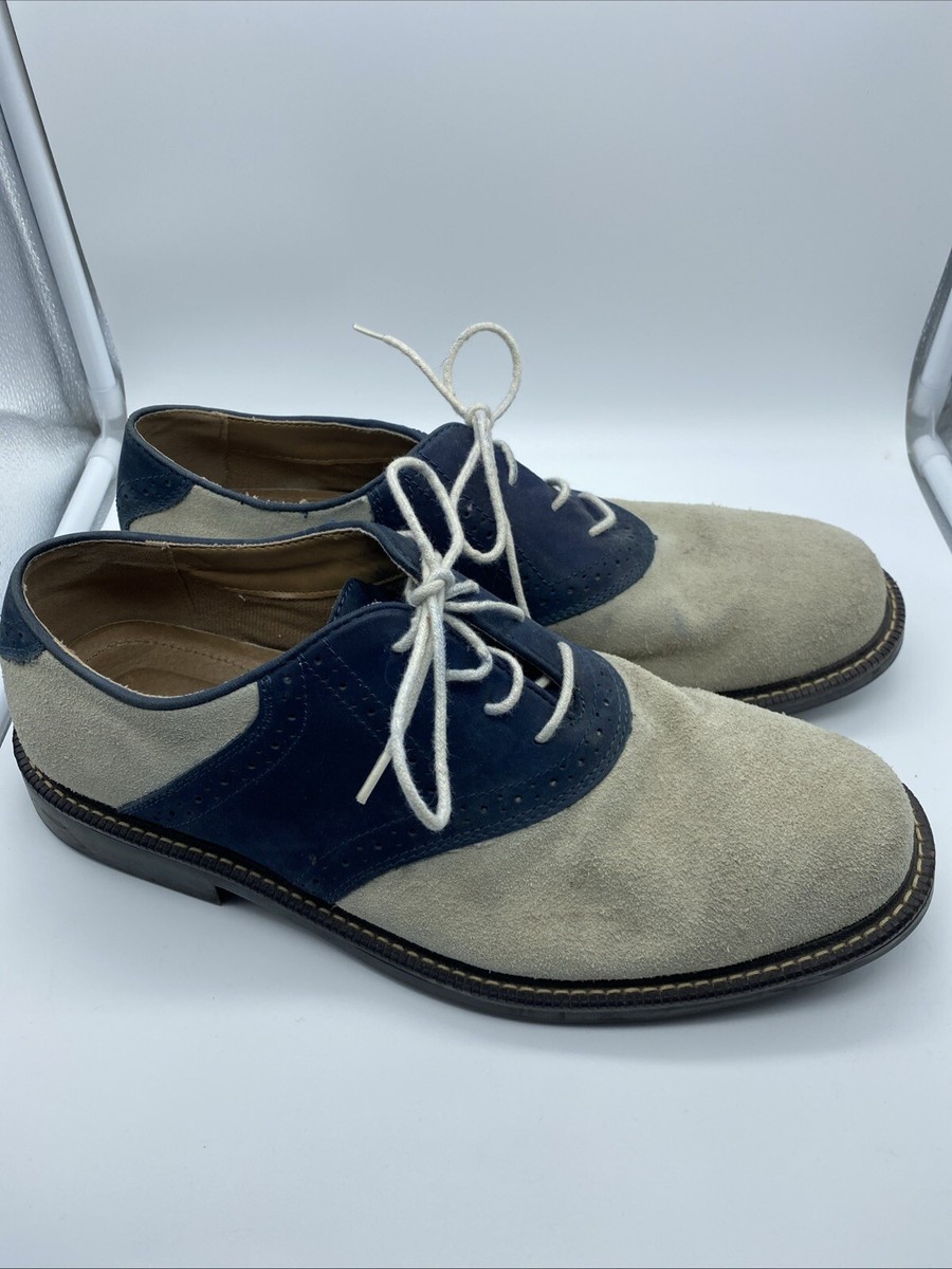 Johnston & Murphy Gray Navy Blue Saddlebuck Oxfords Men