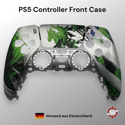 PS5 Controller Green Silver Design Gehäuse Zubehör Case Schale Mod Front S4M1