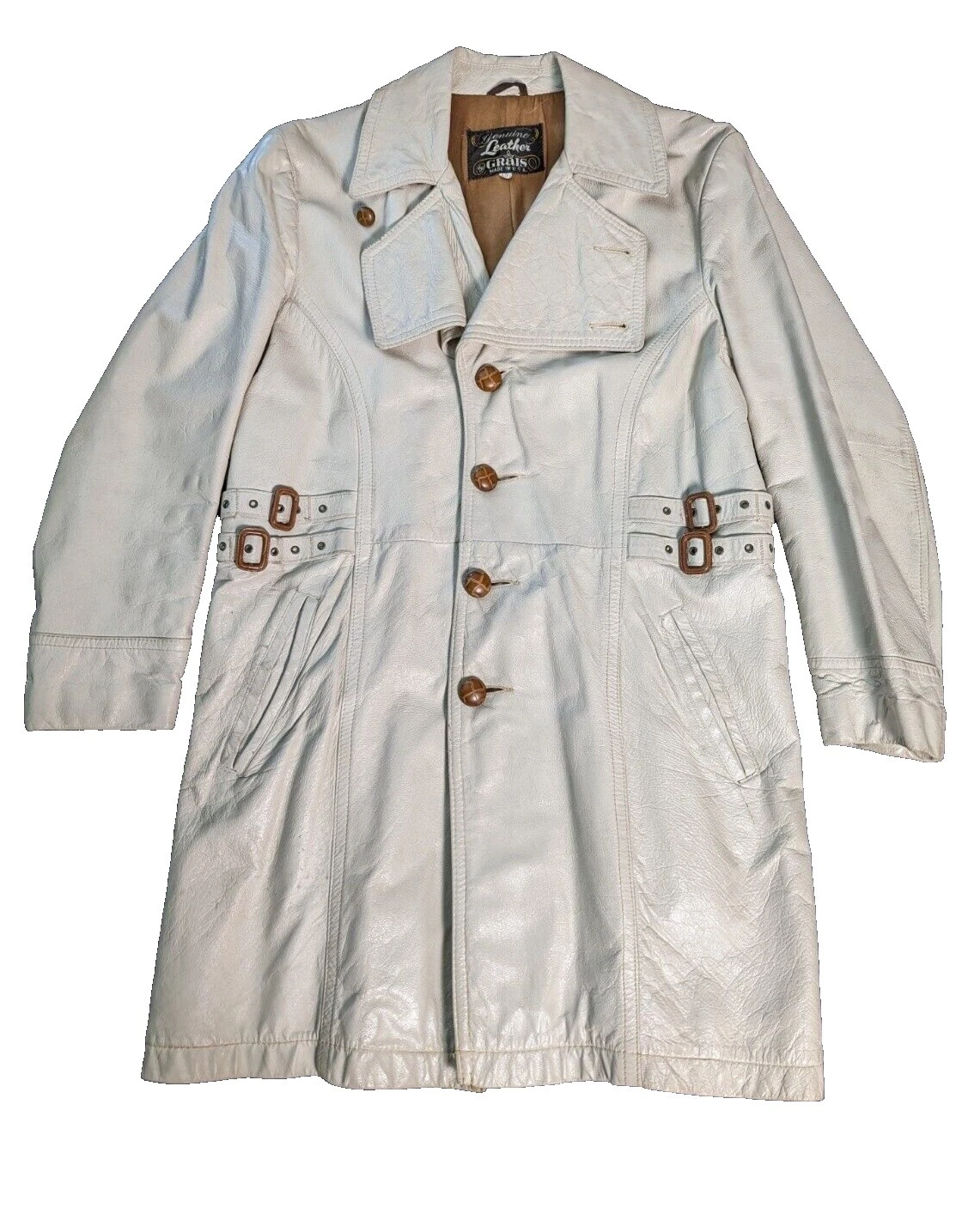 Cuero blanco 1980s Abrigos y chaquetas abrigos Vintage para Hombres